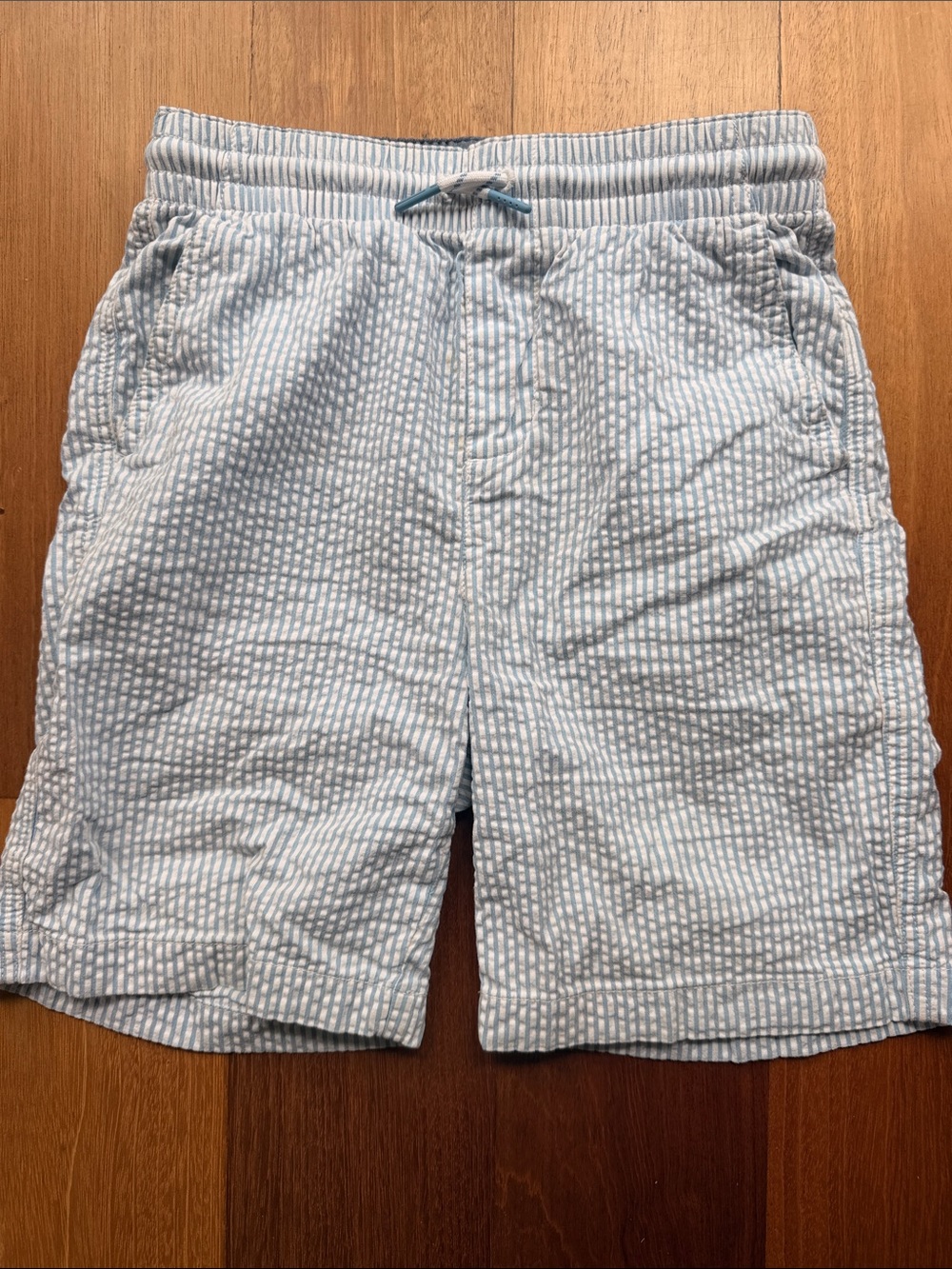 Vineyard Vines Light Blue & White Seersucker Swim Trunks